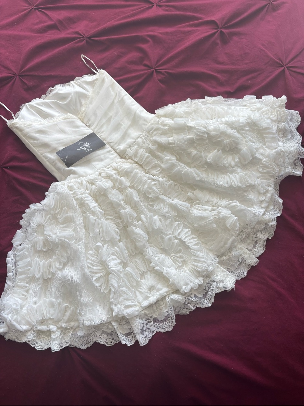 Jessica McClintock White Lace Slip Dress - Picture 5 of 16